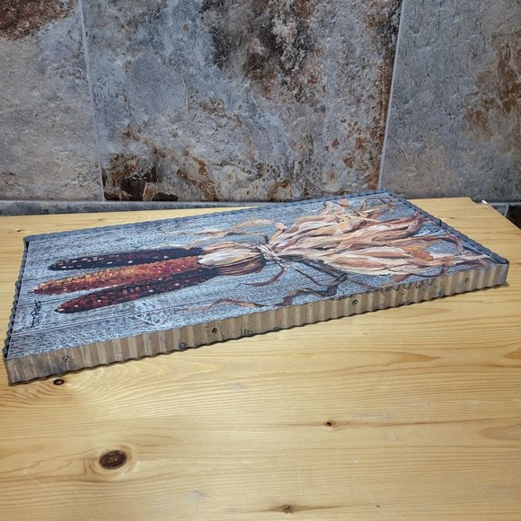 RTC Indian Corn Painting Corrugated Galvanized Iron Framed Signed Spradlin 2019 - Picture 14 of 15